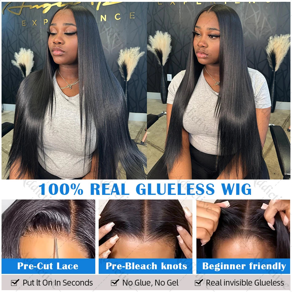 30 34 Inch Straight 13x4 Lace Front Human Hair Wigs Pre Cut 13x6 HD Lace Frontal Wig Brazilian 5X5 Glueless Wig Ready To Wear