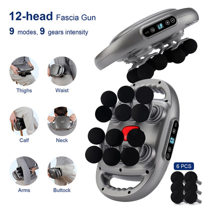 12-Head Fascia Gun High-Frequency Vibration Body Massage Gun Back and Waist Massager Neck Shoulder Massager Muscle masajeador