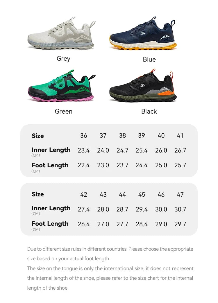 HOBIBEAR Unisex Hiking Sneakers Lace-Up Walking Shoes Outdoor Travel Artificial Leather Sneakers