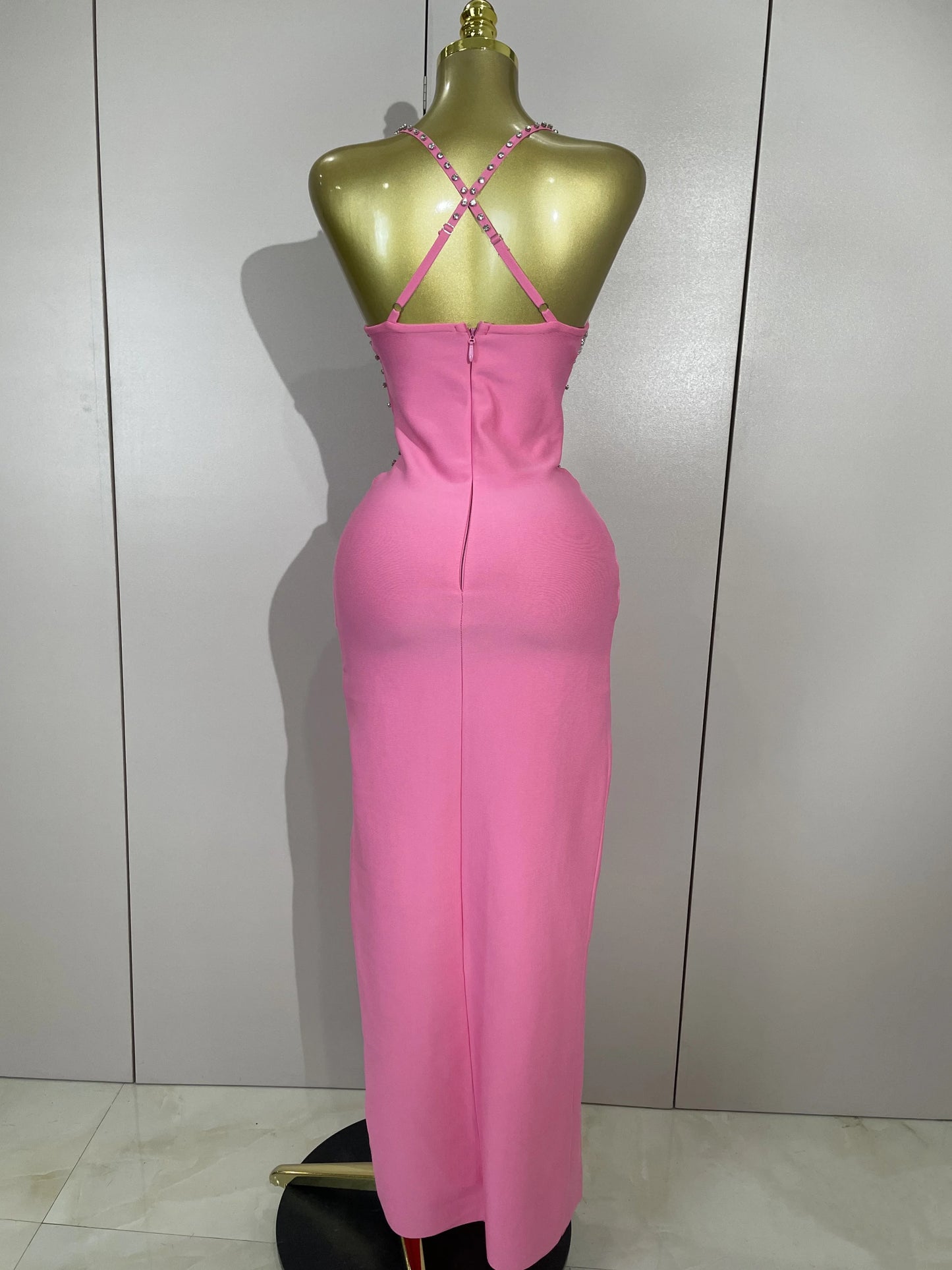 Elegant Sexy Backless Bodycon Sleeveless Pink Bandage Dress Women Prom Club Evening Party Luxury Birthday Wedding Guest Dresses