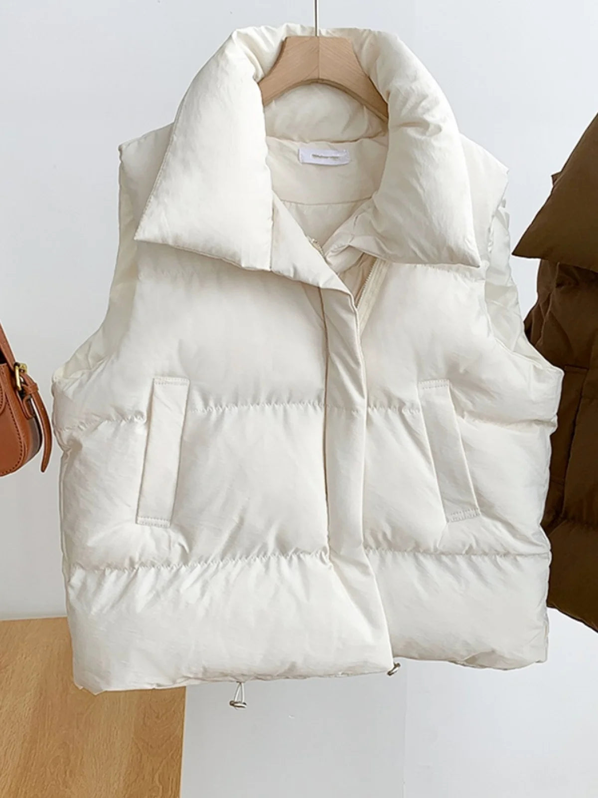 Loose down Feather Cotton Vest Bal Zipper Closure  Color Commute Sle Women's Vest Autumn Winter Faion Ladies' C...