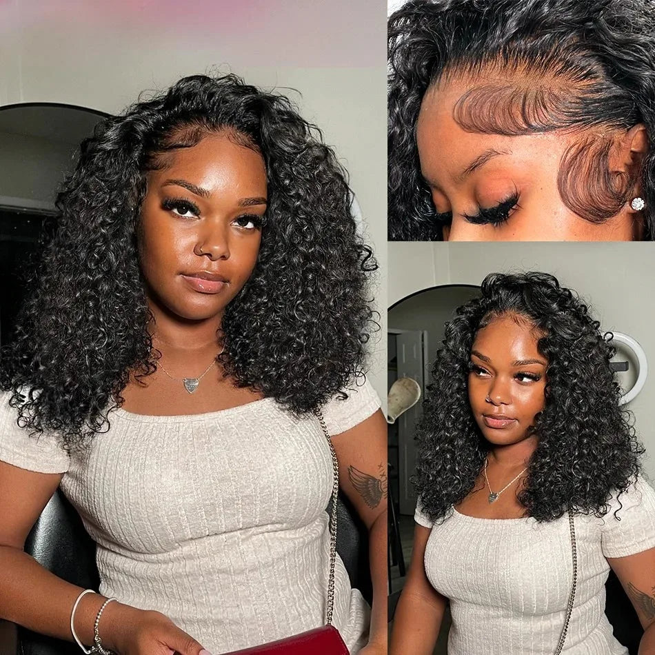 13x4 Short Bob Wigs Virgin Human Hair Jerry Curly Short Bob Wigs 250% Density Loose Deep Wave 4x4 Lace Frontal Wigs For Women