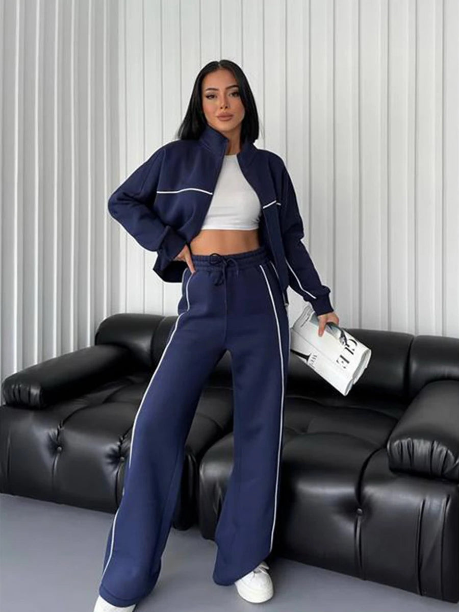 Two Piece Sets Pant Set Tracksuit Women Jogger Y2k Sweatshirts Autumn Winter Sports Elastic Waist Streetwear Pants Matching Sets