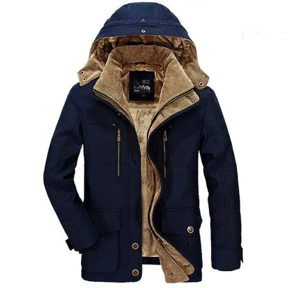 New Men Winter Fleece Warm Thick Windproof Parkas Jackets Coat Men Autumn Fashion Hooded Casual Parkas Men