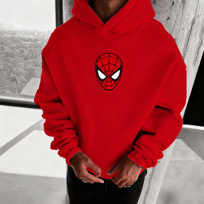 Marvel Spider Man Cotton Hoodie Autumn Winter Warm Wear Versatile Pocket Design for Casual Travel and Mountain Climbing