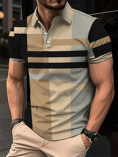 Simple Vertical Stripes Polo Shirts Fashion Summer Short Sleeve 3D Printed Polo Shirt Casual Oversized Business Mens Clothing