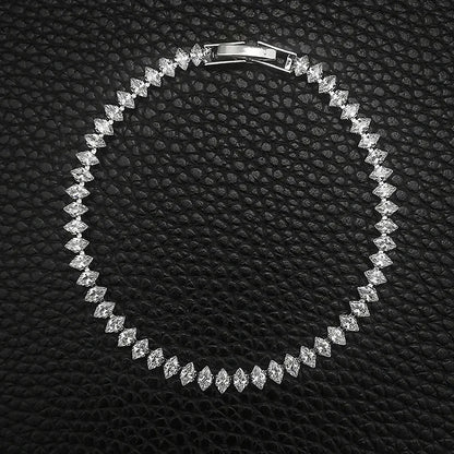 2.5*5mm New Marquise Oval Square Cut Luxury Silver Color on Hand Tennis Bracelet Bangle for Women Party Gift Jewelry