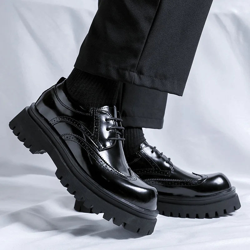 Brand Man Shoes Formal Green Glossy Leather Shoes for Men Lace Up Oxfords for Male Wedding Party Office Business Casual Shoe Men