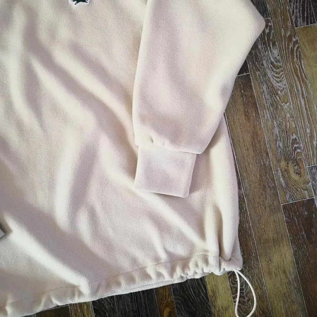 Double-Faced Fleece Sweatshirt with Corded Hemline And Embroidery round Neck Women's Fashion Brand Sweatshirt from Freak's Store