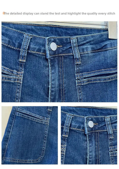 Retro High Waist Bell Bottom Jeans Women's Spring 2025 New Loose Wide Leg Denim Pants Slimming Effect Vintage Style