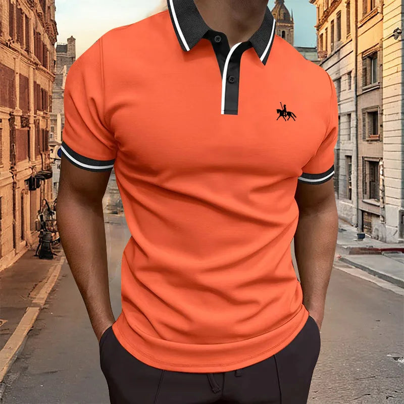 Summer men's short sleeved polo shirt business office lapel shirt Men's sports and casual top European and American plus size