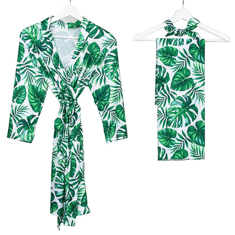 Maternity Robe,Matching Swaddle Set ,Mommy and Me Set, Floral Hospital Robe Bag,Baby Shower Gift,Mama Robe,Baby Girl Blanket