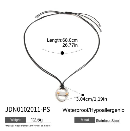 Youthway Trendy Stainless Steel Waterproof Irregular Geometric Metal Wax Rope Necklace Gold Silver For Women Jewelry Gift