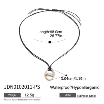 Youthway Trendy Stainless Steel Waterproof Irregular Geometric Metal Wax Rope Necklace Gold Silver For Women Jewelry Gift