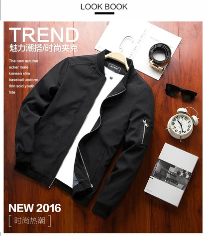 Autumn Spring New Men's Bomber Zipper Jacket Male Casual Streetwear Hip Hop Slim Fit Pilot Coat Men Clothing Plus Size 6XL