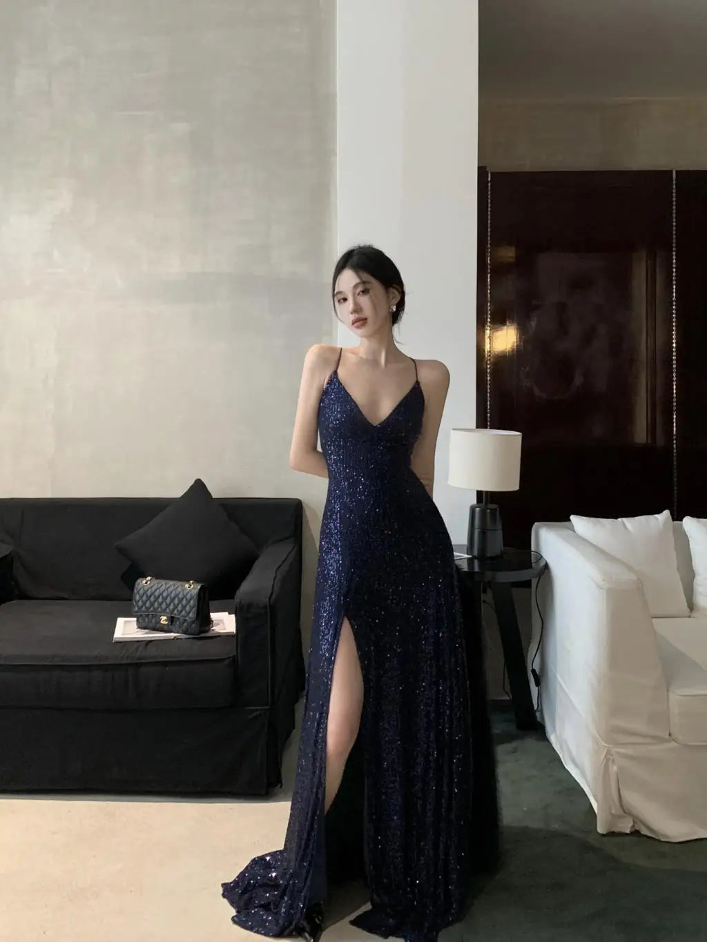 Women's Backless Sexy Split Midi Summer Dress Spaghetti Strap Slim Evening Party Prom Birthday Dresses Female Fashion Long Robe