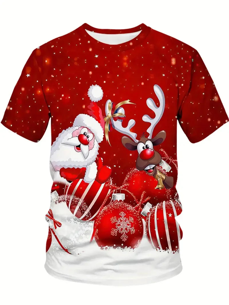 Men's Sports Jersey Santa Claus Christmas Short Sleeve T-Shirt Summer Graphic Tee Jerseys Plus Size Women's Sport T-Shirt Tops