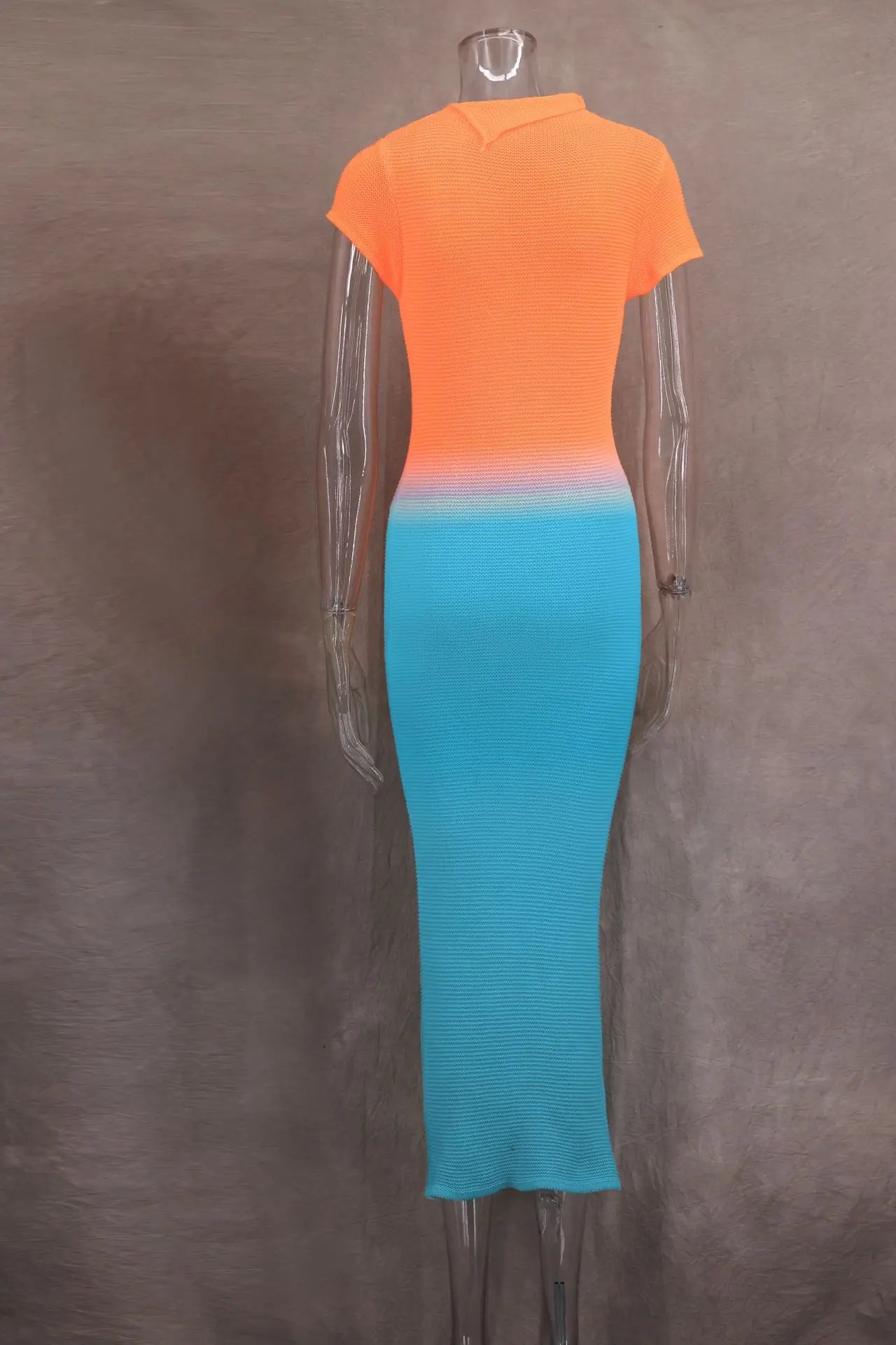 VEITCHE Fashion O-Neck Knitted Sweater Women Dress Pullover Sexy Gradient color Long dress 2025 & 2026 New Spring Summer Maxi Dresses