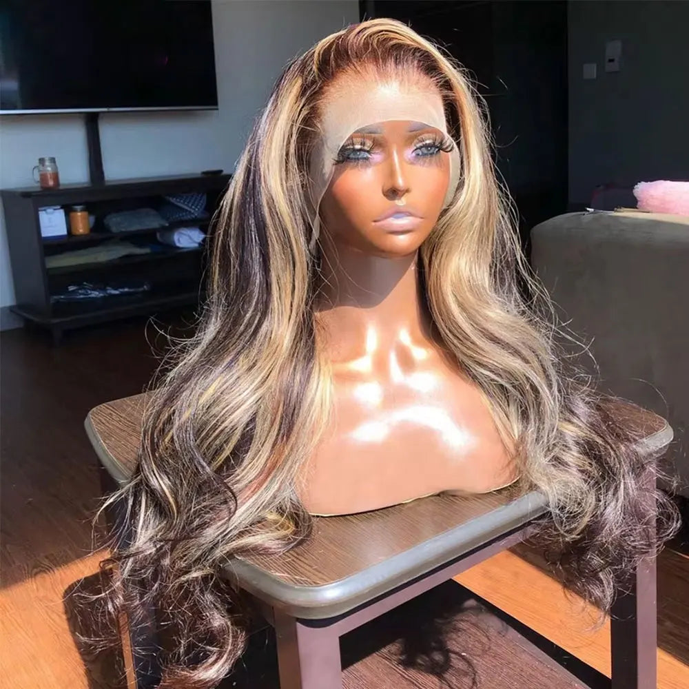 P4/27 Honey Blonde 360 Full HD Lace Frontal Wig 30 Inch Straight Lace Front Wigs Highlight Glueless Wig Human Hair Pre Plucked