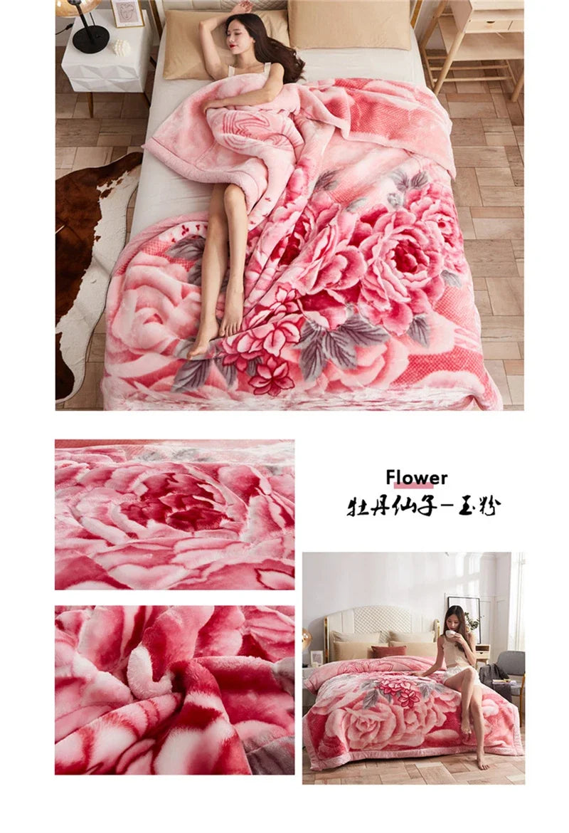 New Warm Weighted Blankets for Beds High End Thicken Warmth Raschel Blanket for Winter Autumn Double Side Plush Comforter Quilt