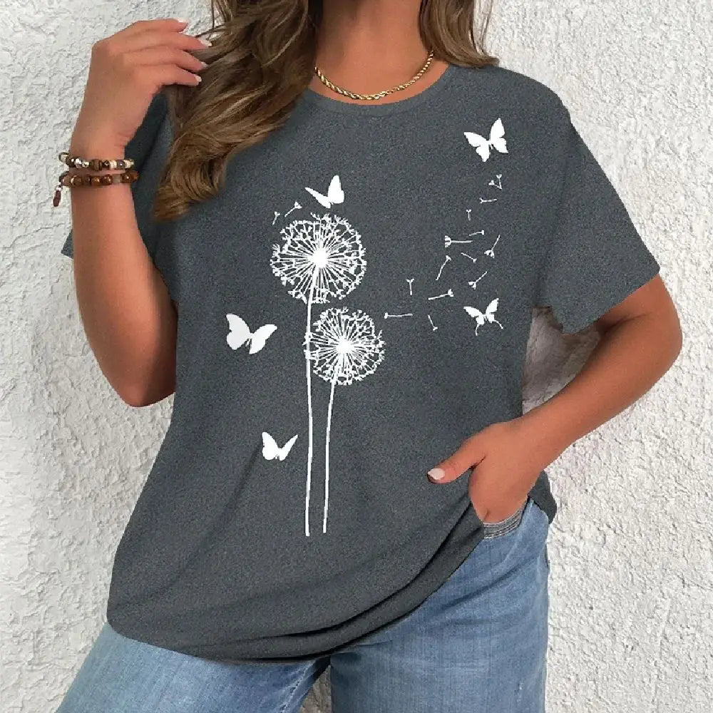 Plus Size Elegant Casual Woman T-Shirt Fashion Loose T-Shirt Woman Temperament Long sleeve T-Shirt Holiday Weekend