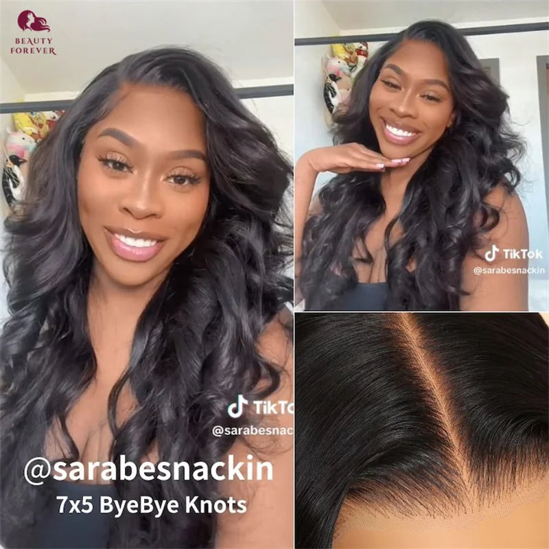 Beautyforever 3D Body Wave 7x5 Bye Bye KNOTS Glueless Wig Human Hair Ready To Wear Brazilian Human Hair Wig Fits All Size Heads