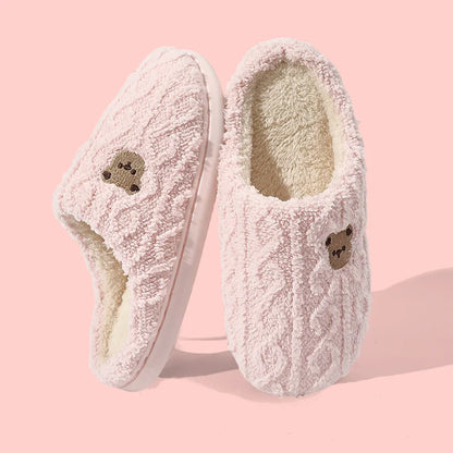 Cotton slippers for women in autumn and winter, new indoor and household anti slip warm plush slippers for men