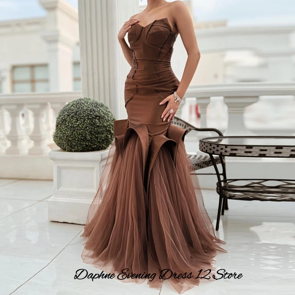 Graceful Sweetheart Tulle Evening Dress Temperament Mermaid Customized Prom Dresses Luxury Sweep Train Special Occasion Gowns