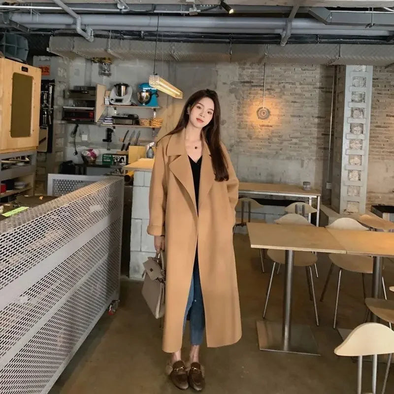 Plus Size New Hot Sale Of The Season Women's Woolen Coat Medium Length Versatile Small Size Tweed Outerwear Autumn Winter Fas...