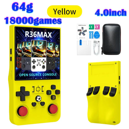 R36MAX Game Console 64GB 128GB 18000+GAMES Linux System 4.0inch K36 vs R36S 3.5inch Pocket Video Player No Download Required