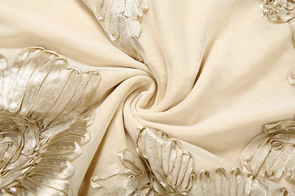 Nibber Elegant Flower Embroidery Maxi Dress Women Low-Neck Cross Bandage Backless Summer Street Trend Skinny Holiday Vestidos