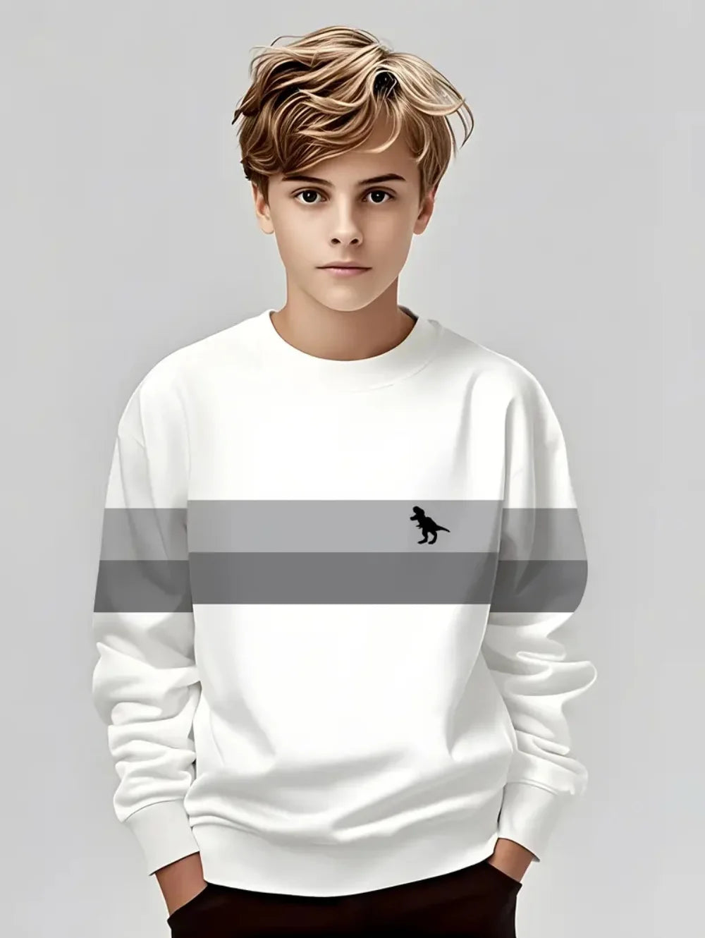 Autumn Classic Boyst-Shirt Outdoor Round Neck Long Sleeves Top Stripe 3D Print Street Loose T-Shirt Comfort Children's Clothing