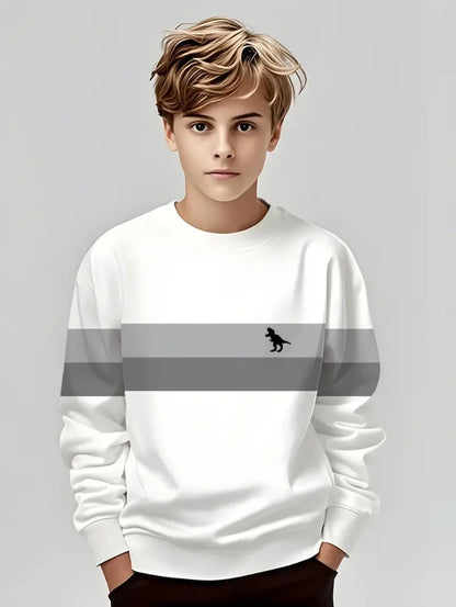 Autumn Classic Boyst-Shirt Outdoor Round Neck Long Sleeves Top Stripe 3D Print Street Loose T-Shirt Comfort Children's Clothing