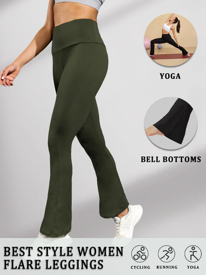 Women's Super Soft Flare Pants High Waisted Tummy Control Workout Yoga Leggings Bell Bottoms