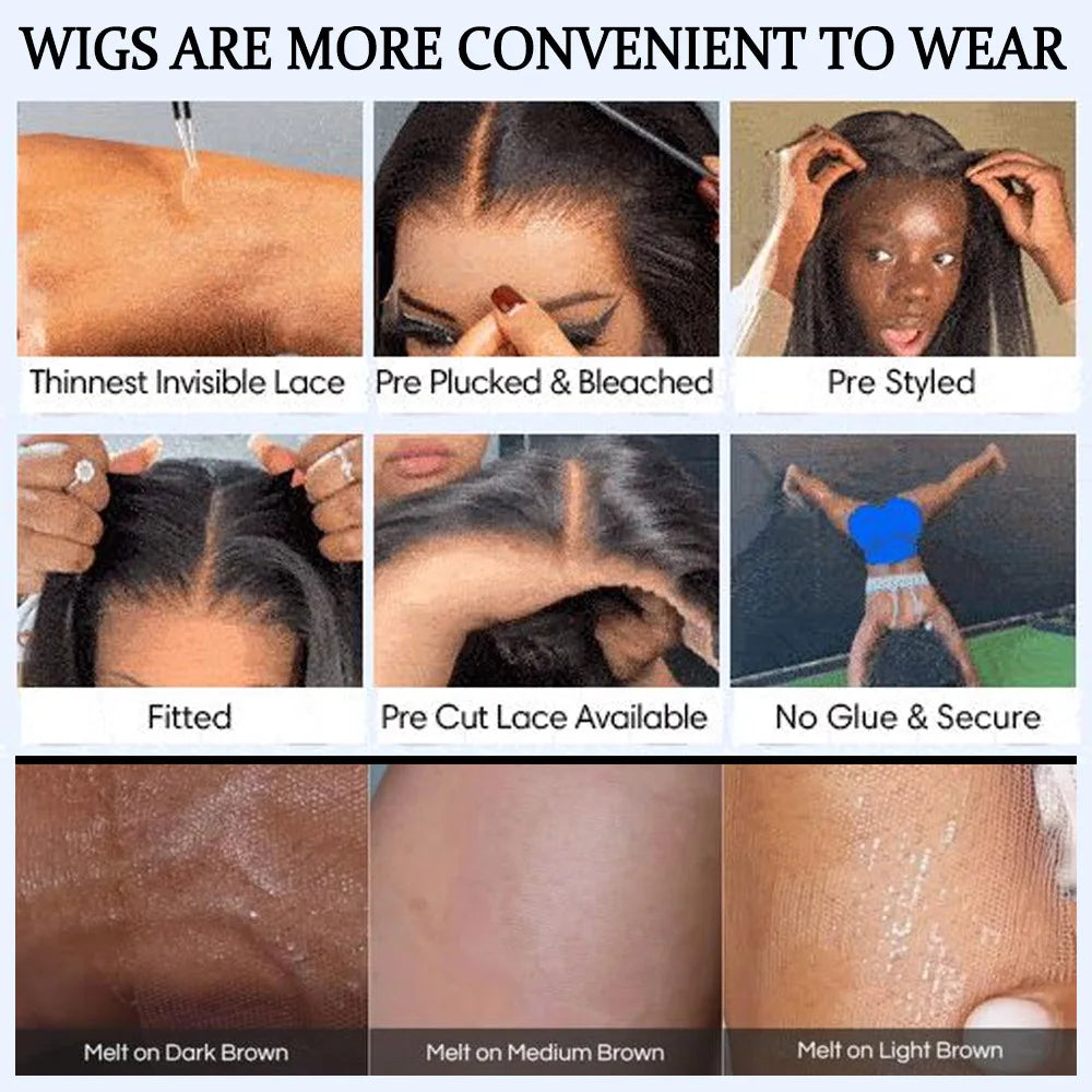 30 Inch 13x6 Straight Lace Front Wigs Human Hair 200% Density HD Lace Front Wigs Human Hair Pre Plucked Glueless Straight Wig