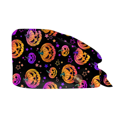 Halloween Scrub Cap Printed Adjustable Cotton Beauty Salon Surgeon Dental Clinic Nursing Hat Women Men Surgical Caps Wholesale