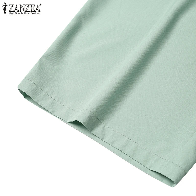 ZANZEA Elegant Office Lady Blazer Suits Women Classy Tied Waist Top and Pant 2pcs Outfit Streetwear Trend Commute Pant Sets 2025