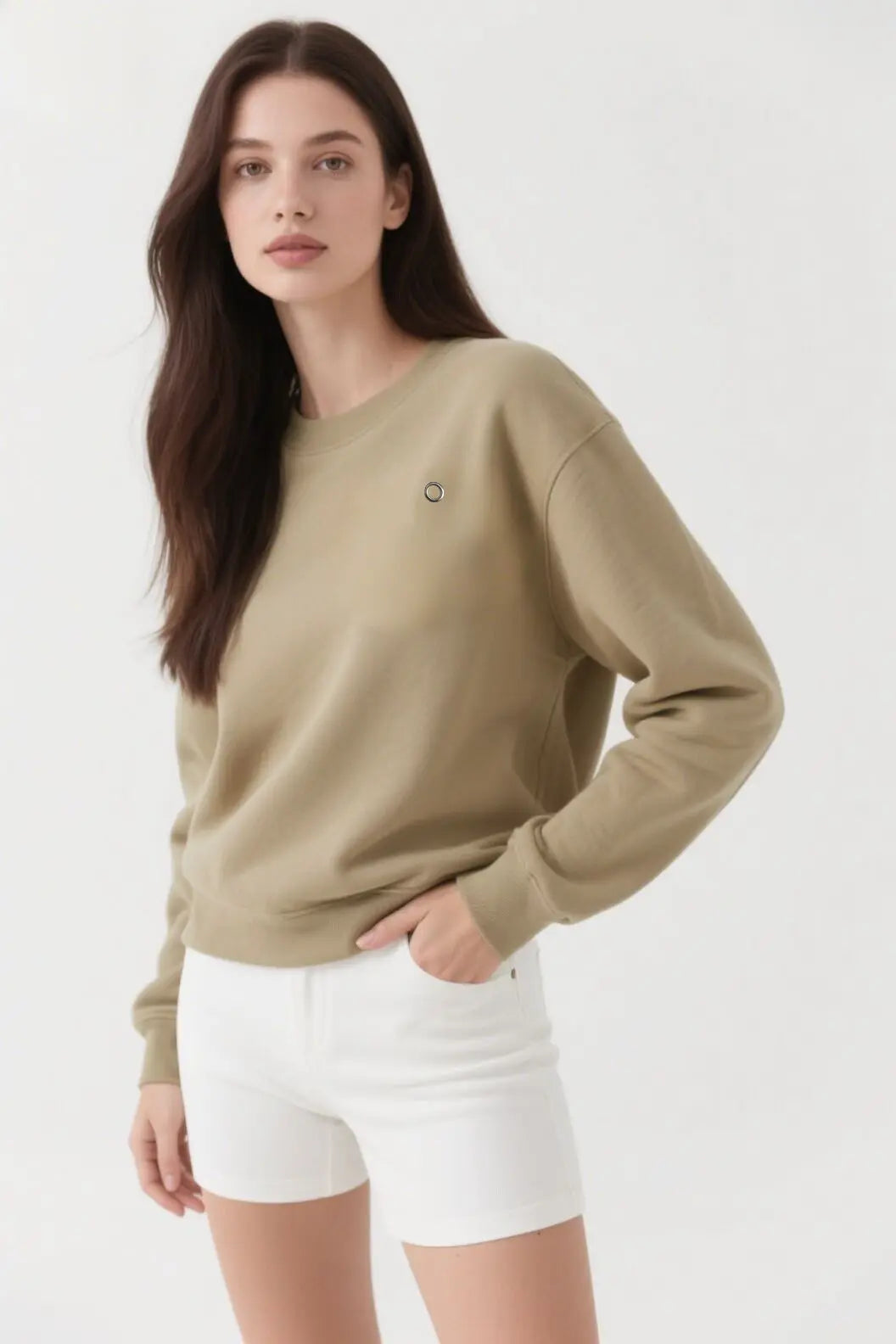 Loose yoga round-neck sweatshirt for men and women American three-dimensional reflective logo casual