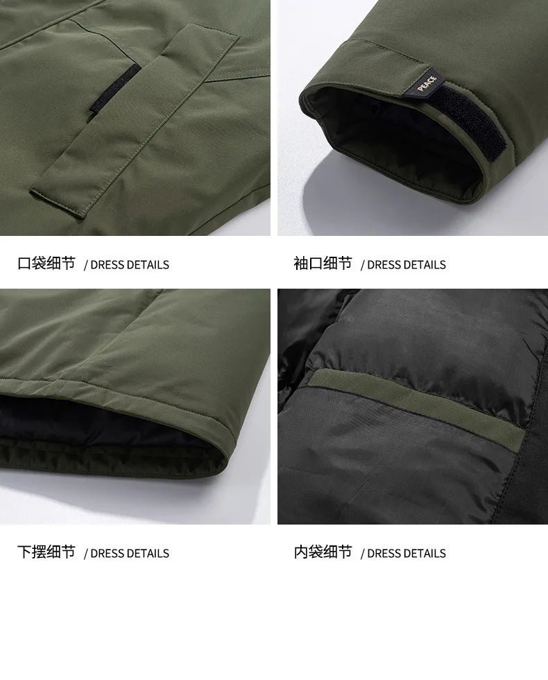 Winter new style cotton coat for men 2026 snap-closed hooded jacket neutral style mid-length workwear cotton coat for men