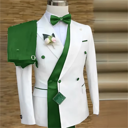 Bespoke Custom White Black Wedding Suit for Men New Design Slim Fit Groom Best Man Wedding Tuxedo Formal Prom Wear 2 Pieces Set