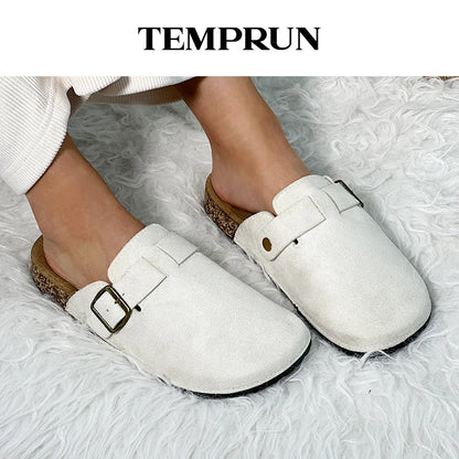 Women's Casual Closed Toe Flip-flops Summer Outdoor Slippers Couple's Flannel Sandals Comfortable Non-slip Wear-resistant Slides