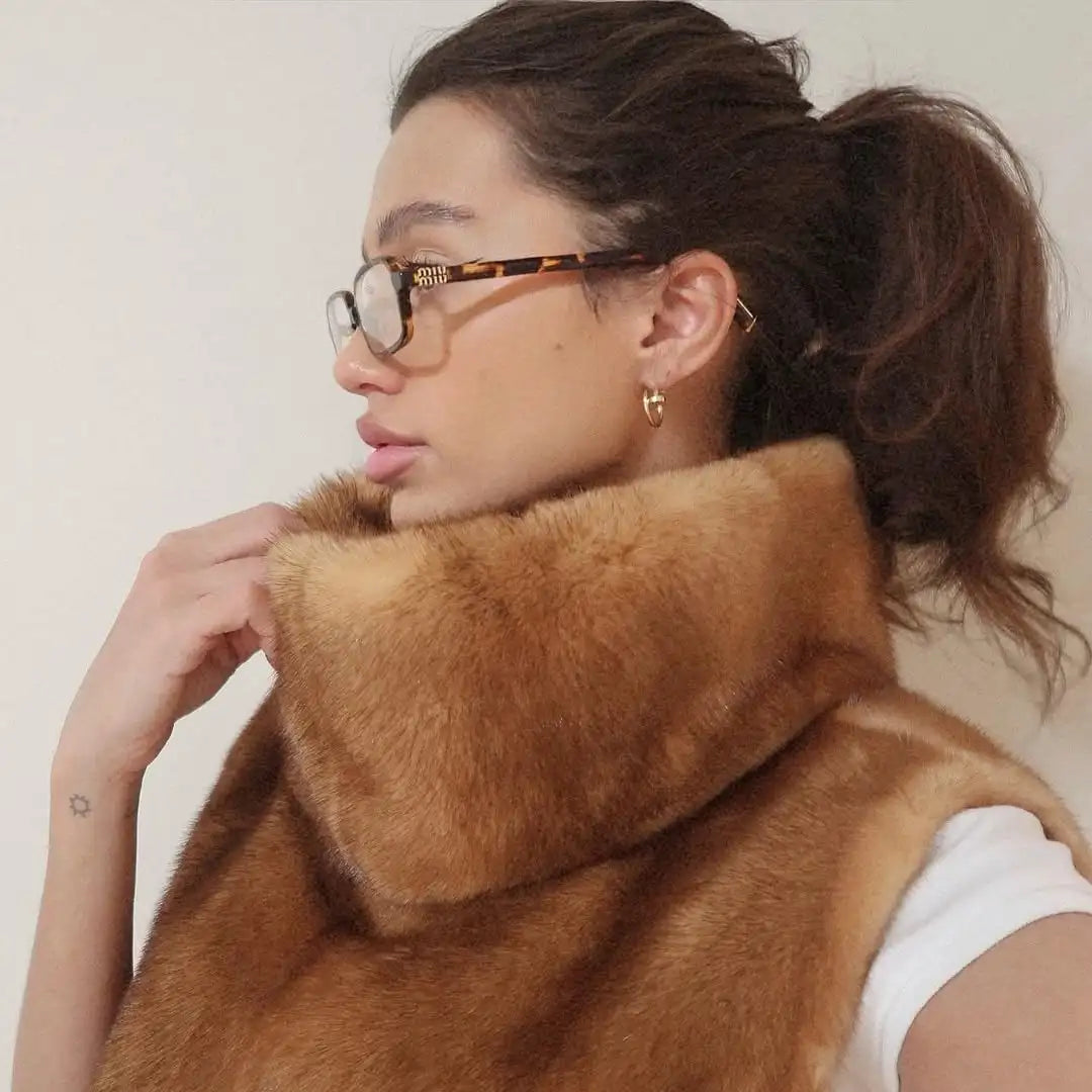 Casual Solid Faux Fur Vest Women Fashion Leisure Sleeveless High Collar Loose Waistcoat Lady Daily New Chic Highstreet Vests