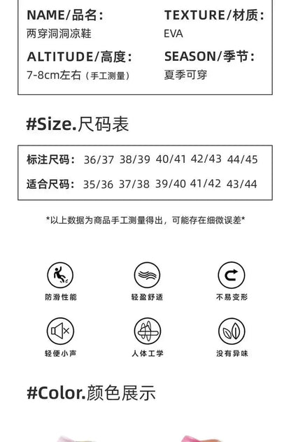 High quality Baotou semi-cool slippers for women, height-increasing, anti-slip, anti-odor, thick-soled beach and seaside crocs