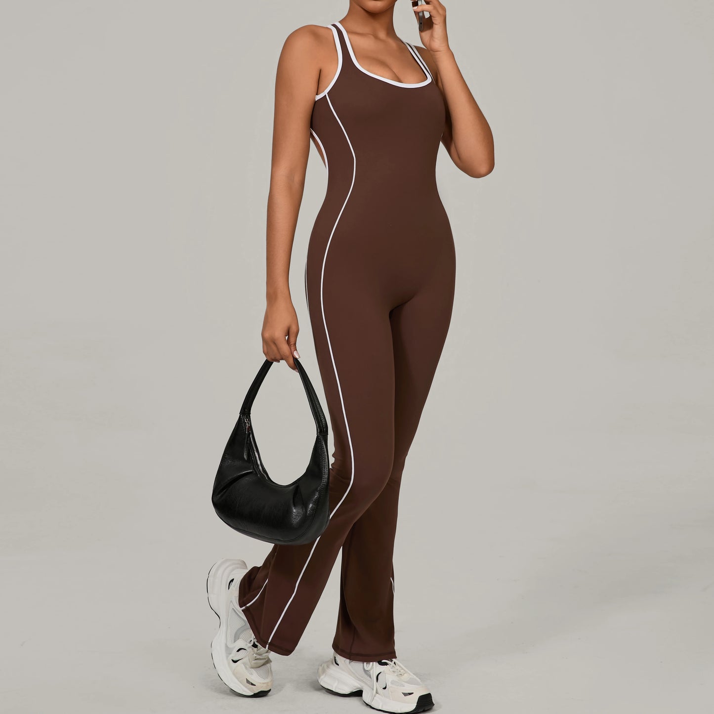 Sexy Backless Bodysuit Women's Set Tracksuits Fitness Sports Jumpsuit Yoga One-piece Suit Flared Pant Fast Dry Workout Clothes