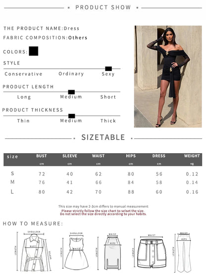Nibber Metal Trim Dress Women Slash Neck Backless Peach Hip Ruched Ribbon Mesh Long Sleeve Sexy Stretch Skinny Party Bodycon