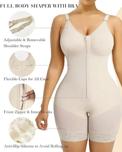 Women's Belly Tummy Control Butt Lifting Zipper Postpartum BodyShaper Fajas Colombian Double Compression Corset Waist Trainer