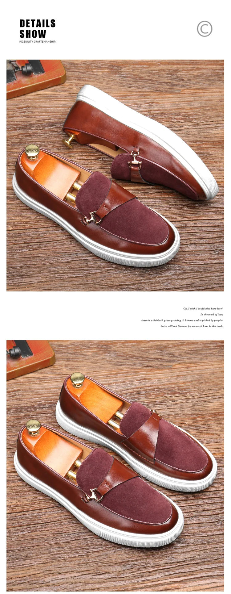 Men's Suede Casual Shoes Embossed Leather Men Fashion Buckle Loafers Mens Slip-on Board Shoes Outdoor Flats Big Size 38-46