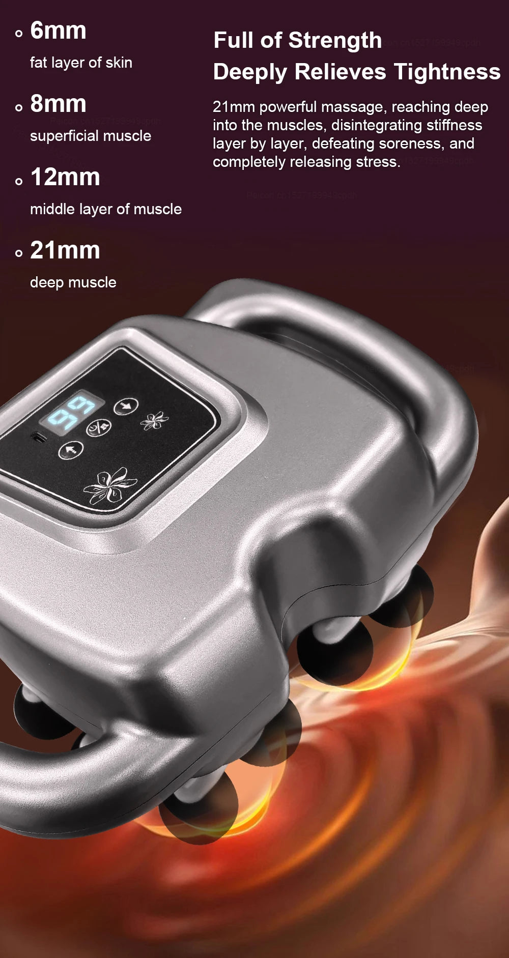 Fascia Massage Gun High frequency Body Neck Shoulder Back Waist Massager Professional Muscle Massage Machine 16-Head Fascia Gun