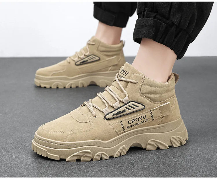 Spring Men's High Top Breathable Work Shoes Trendy All-Match Anti-Slip Wear-Resistant Sports Casual Labor Protection Shoes