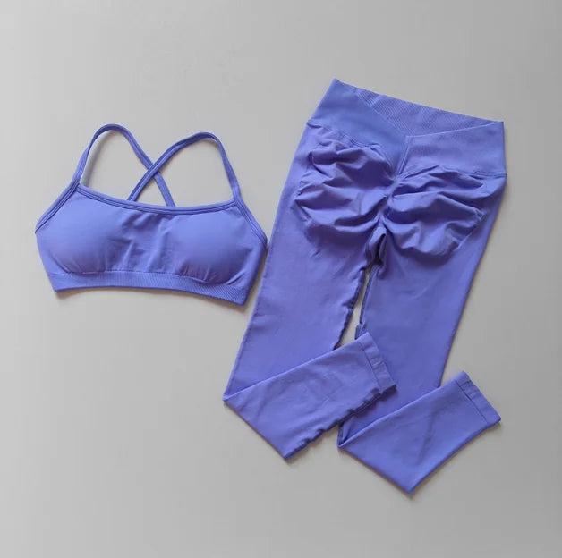 2-Piece Workout Set for Women Quick-Dry Yoga Outfit Butt Lifting Leggings with Sports Bra Fitness Suit